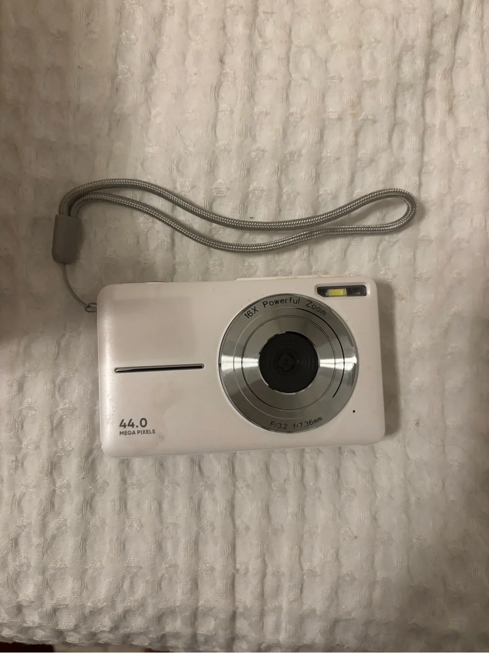 Compact 44.0MP White Digital Camera with 16x Zoom